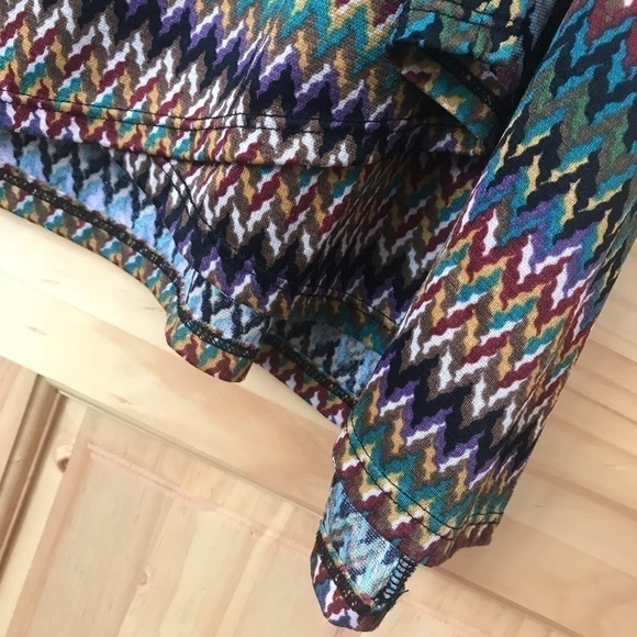 Cubism earth tone chevron print mock wrap maxi skirt size L - Picture 4 of 6